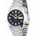 Seiko Seiko Seiko 5 SNKF15J1  SNKF15J1 механические мужские часы  синий циферблат, браслет нержавеющая сталь — вид спереди