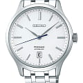 Seiko Seiko Presage SRPD39J1  SRPD39J1 механические мужские часы  белый циферблат, браслет нержавеющая сталь — вид спереди