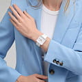 Swatch Swatch Square Bioceramic Standard SO34W700 швейцарские наручные мужские часы заводная головка с логотипом Swatch
