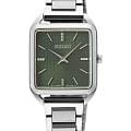 Seiko Seiko Discover More SWR075P1  SWR075P1 кварцевые женские часы  зеленый циферблат, браслет нержавеющая сталь — вид спереди