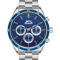 Slazenger Slazenger Multifunction SL.09.2109.2.05  SL.09.2109.2.05 кварцевые мужские часы  синий циферблат, браслет суперметалл — вид спереди